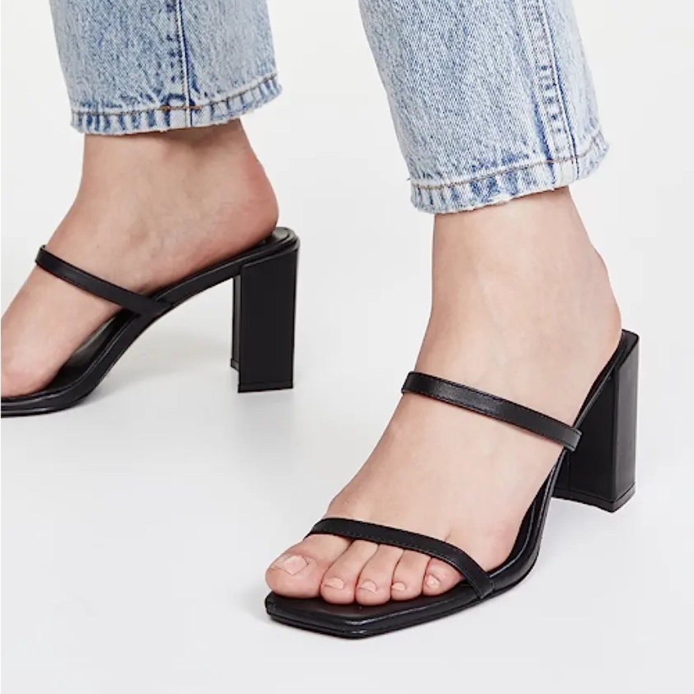 JAGGAR the Label, Black Leather, Block Heel, Strappy Sandals, Size 40 (9 US)